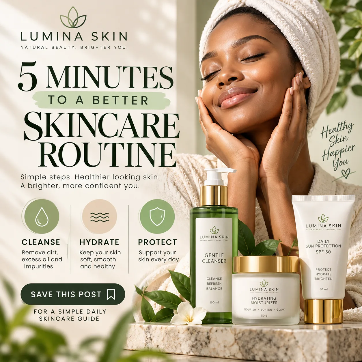 Lumina Skin skincare product campaign design concept
