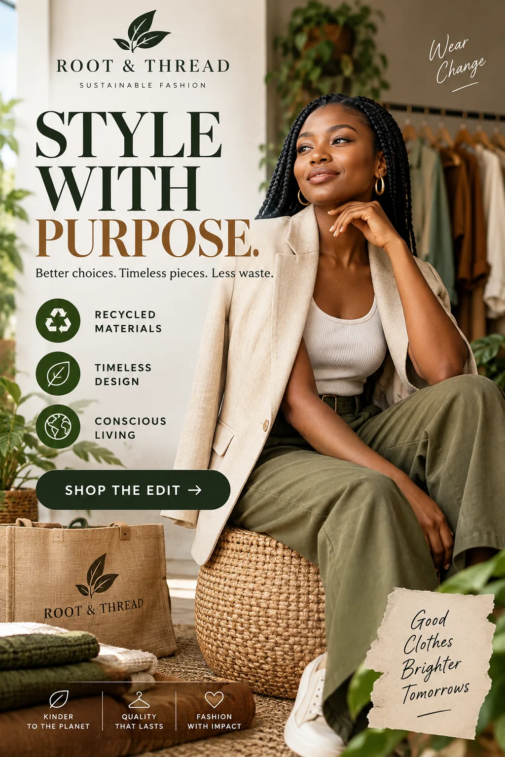 Root and Thread sustainable fashion design concept